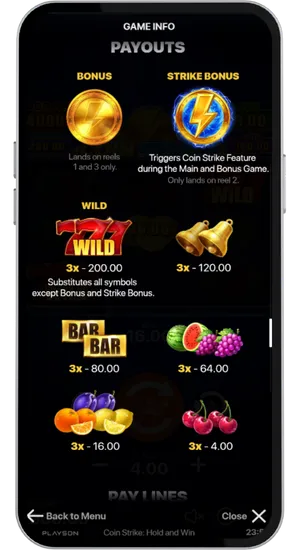 Ekran informacji z zasadami funkcji