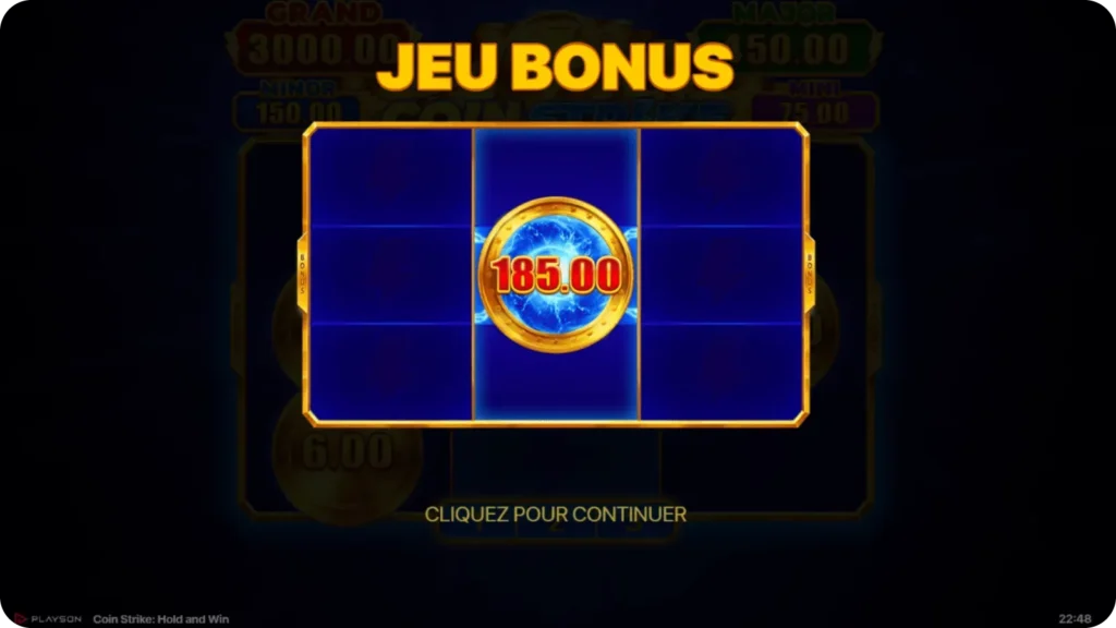 Jeu bonus dans la machine Coin Strike