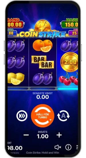 Myntsymboler som landar under basspelet