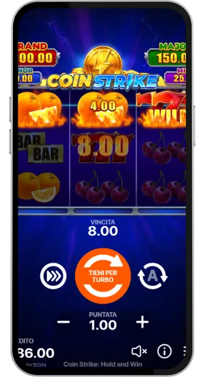 Vincita con simbolo Wild evidenziata sui rulli